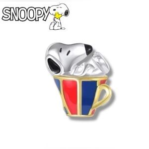 Silver Snoopy Charm in teacup